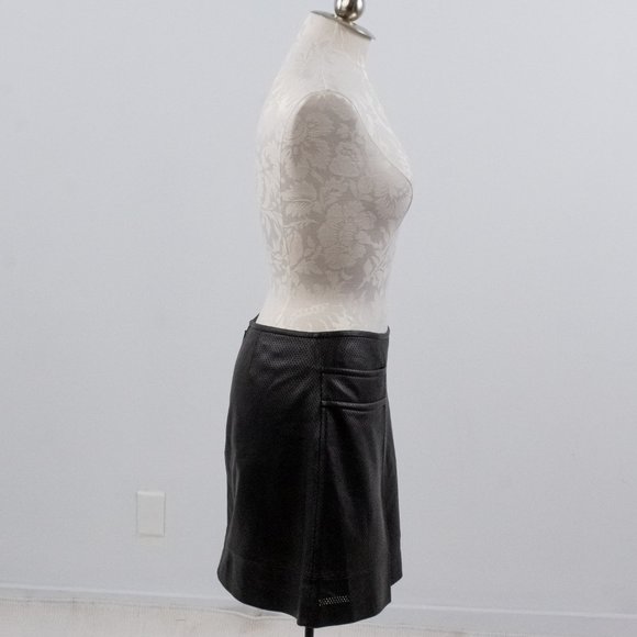 Tory Burch Black Leather Skirt 6 Perforated Mini Skirt - Picture 10 of 14